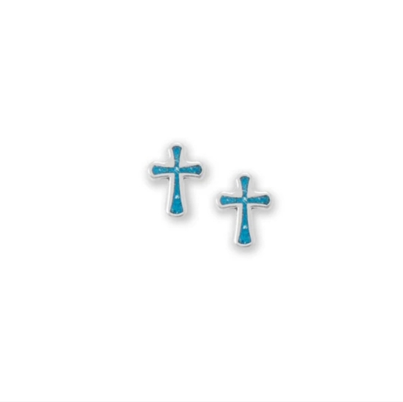 ❤️ BEAUTIFUL CROSS STUD EARRINGS - Picture 1 of 5